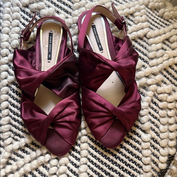 Zara Deep Burgundy Satin Sandals - Picture 1 of 2